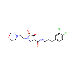 O=C(NCCCc1ccc(Cl)c(Cl)c1)C1CN(CCN2CCOCC2)C(=O)C1=O ZINC000141936243