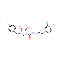 O=C(NCCCc1ccc(Cl)c(Cl)c1)C1CN(Cc2ccc(F)cc2)C(=O)C1=O ZINC000141959997