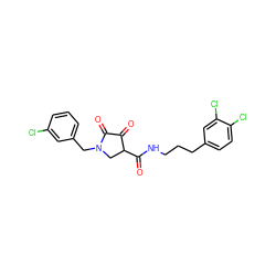 O=C(NCCCc1ccc(Cl)c(Cl)c1)C1CN(Cc2cccc(Cl)c2)C(=O)C1=O ZINC000141960829