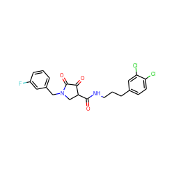 O=C(NCCCc1ccc(Cl)c(Cl)c1)C1CN(Cc2cccc(F)c2)C(=O)C1=O ZINC000141956185