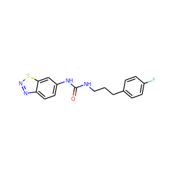 O=C(NCCCc1ccc(F)cc1)Nc1ccc2nnsc2c1 ZINC000095585149