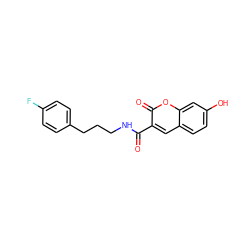 O=C(NCCCc1ccc(F)cc1)c1cc2ccc(O)cc2oc1=O ZINC001772610827