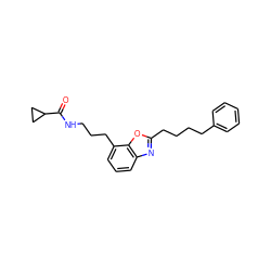 O=C(NCCCc1cccc2nc(CCCCc3ccccc3)oc12)C1CC1 ZINC000027213147