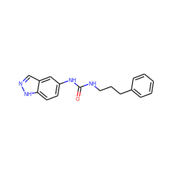 O=C(NCCCc1ccccc1)Nc1ccc2[nH]ncc2c1 ZINC000084635314