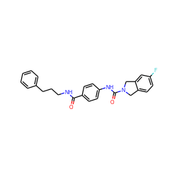 O=C(NCCCc1ccccc1)c1ccc(NC(=O)N2Cc3ccc(F)cc3C2)cc1 ZINC000166172413