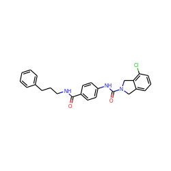 O=C(NCCCc1ccccc1)c1ccc(NC(=O)N2Cc3cccc(Cl)c3C2)cc1 ZINC000166229143