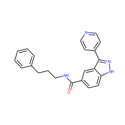 O=C(NCCCc1ccccc1)c1ccc2[nH]nc(-c3ccncc3)c2c1 ZINC000653850194