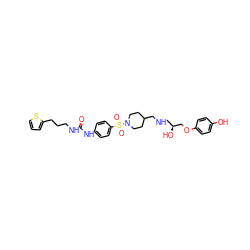 O=C(NCCCc1cccs1)Nc1ccc(S(=O)(=O)N2CCC(CNC[C@H](O)COc3ccc(O)cc3)CC2)cc1 ZINC000026749009