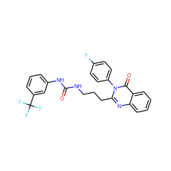 O=C(NCCCc1nc2ccccc2c(=O)n1-c1ccc(F)cc1)Nc1cccc(C(F)(F)F)c1 ZINC000136477782