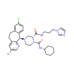 O=C(NCCCn1ccnc1)[C@H]1CN([C@@H]2c3ccc(Cl)cc3CCc3cc(Br)cnc32)CCN1C(=O)NC1CCCCC1 ZINC000028567855