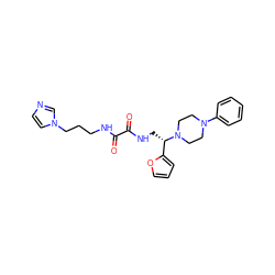 O=C(NCCCn1ccnc1)C(=O)NC[C@@H](c1ccco1)N1CCN(c2ccccc2)CC1 ZINC000009828857