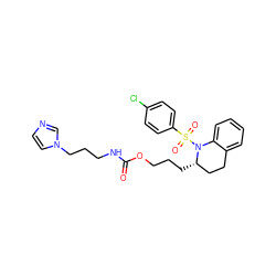 O=C(NCCCn1ccnc1)OCCC[C@H]1CCc2ccccc2N1S(=O)(=O)c1ccc(Cl)cc1 ZINC000028704176