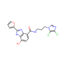 O=C(NCCCn1cnc(Cl)c1Cl)c1ccc(O)c2[nH]c(-c3ccco3)nc12 ZINC000073297566