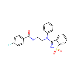 O=C(NCCN(C1=NS(=O)(=O)c2ccccc21)c1ccccc1)c1ccc(F)cc1 ZINC000064549667