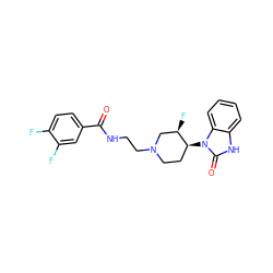 O=C(NCCN1CC[C@H](n2c(=O)[nH]c3ccccc32)[C@H](F)C1)c1ccc(F)c(F)c1 ZINC000299818949