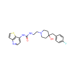 O=C(NCCN1CCC(O)(Cc2ccc(F)cc2)CC1)Nc1ccnc2ccsc12 ZINC000220170289