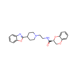 O=C(NCCN1CCC(c2nc3ccccc3o2)CC1)[C@@H]1COc2ccccc2O1 ZINC000169312189