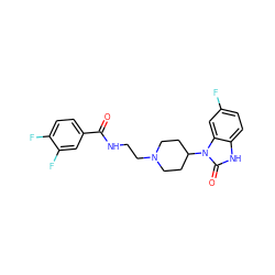 O=C(NCCN1CCC(n2c(=O)[nH]c3ccc(F)cc32)CC1)c1ccc(F)c(F)c1 ZINC000040953145