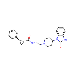 O=C(NCCN1CCC(n2c(=O)[nH]c3ccccc32)CC1)[C@@H]1C[C@H]1c1ccccc1 ZINC000040952257