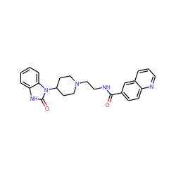 O=C(NCCN1CCC(n2c(=O)[nH]c3ccccc32)CC1)c1ccc2ncccc2c1 ZINC000040953219