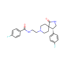 O=C(NCCN1CCC2(CC1)C(=O)NC[C@@H]2c1ccc(F)cc1)c1ccc(F)cc1 ZINC000198375115