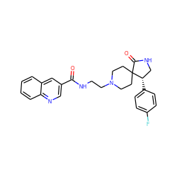 O=C(NCCN1CCC2(CC1)C(=O)NC[C@@H]2c1ccc(F)cc1)c1cnc2ccccc2c1 ZINC000198376323