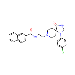 O=C(NCCN1CCC2(CC1)C(=O)NCN2c1ccc(Cl)cc1)c1ccc2ccccc2c1 ZINC000064436731