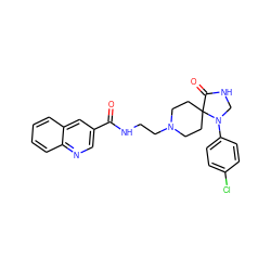 O=C(NCCN1CCC2(CC1)C(=O)NCN2c1ccc(Cl)cc1)c1cnc2ccccc2c1 ZINC000064436377