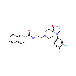 O=C(NCCN1CCC2(CC1)C(=O)NCN2c1ccc(F)c(F)c1)c1ccc2ccccc2c1 ZINC000064415789