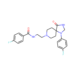 O=C(NCCN1CCC2(CC1)C(=O)NCN2c1ccc(F)cc1)c1ccc(F)cc1 ZINC000064298240