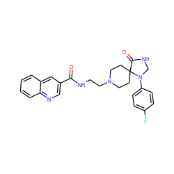 O=C(NCCN1CCC2(CC1)C(=O)NCN2c1ccc(F)cc1)c1cnc2ccccc2c1 ZINC000064286926