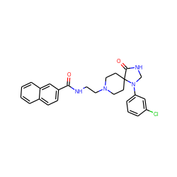 O=C(NCCN1CCC2(CC1)C(=O)NCN2c1cccc(Cl)c1)c1ccc2ccccc2c1 ZINC000064415661