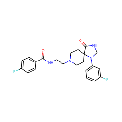 O=C(NCCN1CCC2(CC1)C(=O)NCN2c1cccc(F)c1)c1ccc(F)cc1 ZINC000064274737