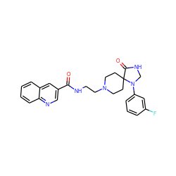 O=C(NCCN1CCC2(CC1)C(=O)NCN2c1cccc(F)c1)c1cnc2ccccc2c1 ZINC000064491833