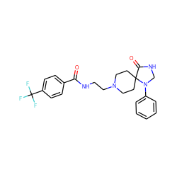 O=C(NCCN1CCC2(CC1)C(=O)NCN2c1ccccc1)c1ccc(C(F)(F)F)cc1 ZINC000058568583