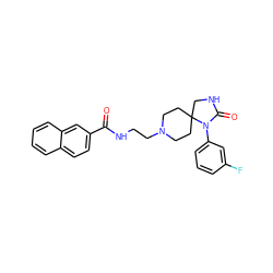 O=C(NCCN1CCC2(CC1)CNC(=O)N2c1cccc(F)c1)c1ccc2ccccc2c1 ZINC001772618814