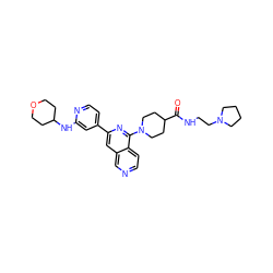 O=C(NCCN1CCCC1)C1CCN(c2nc(-c3ccnc(NC4CCOCC4)c3)cc3cnccc23)CC1 ZINC000058568964