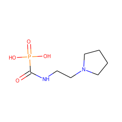 O=C(NCCN1CCCC1)P(=O)(O)O ZINC000072110002