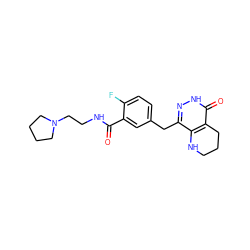 O=C(NCCN1CCCC1)c1cc(Cc2n[nH]c(=O)c3c2NCCC3)ccc1F ZINC000084689259