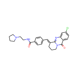 O=C(NCCN1CCCC1)c1ccc(/C=C2\CCCn3c2nc2cc(Cl)ccc2c3=O)cc1 ZINC000084604949