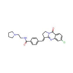 O=C(NCCN1CCCC1)c1ccc(/C=C2\CCn3c2nc2cc(Cl)ccc2c3=O)cc1 ZINC000084604945