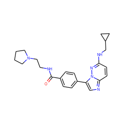 O=C(NCCN1CCCC1)c1ccc(-c2cnc3ccc(NCC4CC4)nn23)cc1 ZINC000072178467