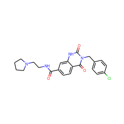 O=C(NCCN1CCCC1)c1ccc2c(=O)n(Cc3ccc(Cl)cc3)c(=O)[nH]c2c1 ZINC000028642098