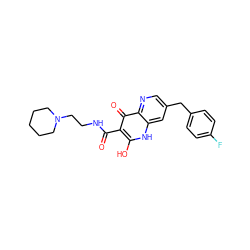 O=C(NCCN1CCCCC1)c1c(O)[nH]c2cc(Cc3ccc(F)cc3)cnc2c1=O ZINC000034630583