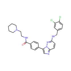 O=C(NCCN1CCCCC1)c1ccc(-c2cnc3ccc(NCc4ccc(Cl)c(Cl)c4)nn23)cc1 ZINC000058583387