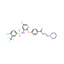 O=C(NCCN1CCCCC1)c1ccc(Oc2ncc(Cl)cc2NS(=O)(=O)c2ccc(Cl)c(C(F)(F)F)c2)cc1 ZINC000043206911