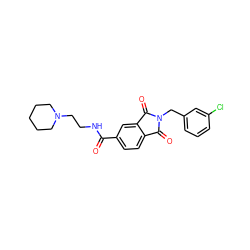 O=C(NCCN1CCCCC1)c1ccc2c(c1)C(=O)N(Cc1cccc(Cl)c1)C2=O ZINC000028884752