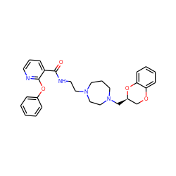 O=C(NCCN1CCCN(C[C@@H]2COc3ccccc3O2)CC1)c1cccnc1Oc1ccccc1 ZINC000040421976