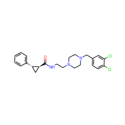 O=C(NCCN1CCN(Cc2ccc(Cl)c(Cl)c2)CC1)[C@H]1C[C@@H]1c1ccccc1 ZINC000140460463