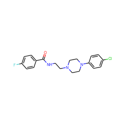 O=C(NCCN1CCN(c2ccc(Cl)cc2)CC1)c1ccc(F)cc1 ZINC000056965892